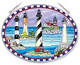 Lighthouse Collage Large Oval Stained Glass