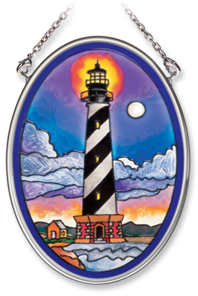 AMIA 7798 Hatteras at Night Small Oval Stained Glass