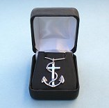 Nautical Anchor Pendant and Optional Sterling Silver Box Chain in Hinged Gift Box
