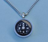 Detail View of Thin Bezel Stainless Steel Working Compass Pendant with Chain