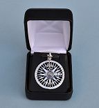 Sterling Silver Compass Rose Pendant in Hinged Gift Box