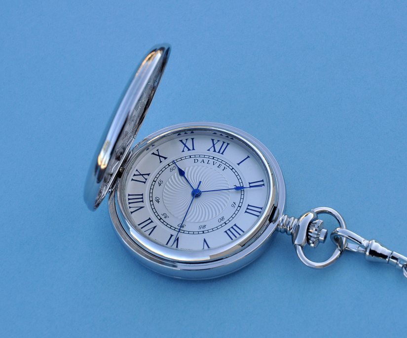 Dalvey Full Hunter Stainless Steel Pocket Watch and Chain 421