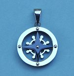 Detail of Back of Stainless Steel Ship's Wheel Pendant without Chain