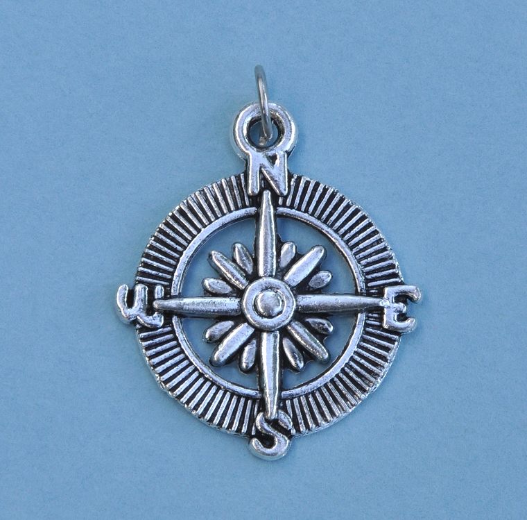 Silver Plated Tibetan Compass Rose Pendant