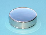 Small 2 oz. Stainless Steel Collapsible Drinking Cup with Lid Collapsed Inside Case
