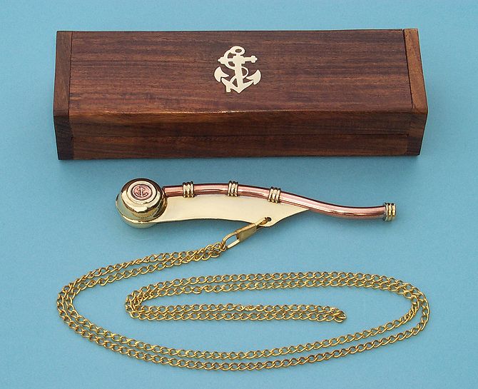 Navy Boatswain's Pipe with Solid Hardwood Case