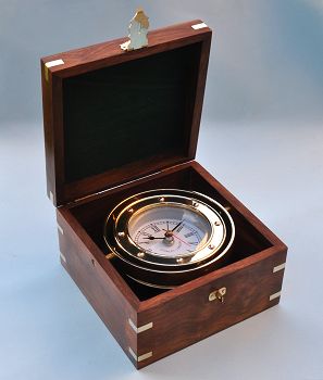 Stanley London Gimbaled Solid Brass Boxed Clock with Quartz Movement