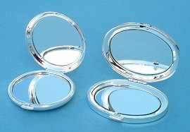 Round and Oval Silver Plated Compact Mirrors