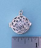 Classic Swirl Silver Compass Locket with Cover Closed