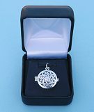 Classic Swirl Design Silver Compass Locket in Hinged Gift Box