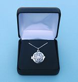 Classic Swirl Design Silver Compass Locket with Silver Chain in Hinged Gift Box