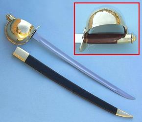 Naval Cutlass with Leather Scabbard with 26 inch Blade and Hardwood Grip