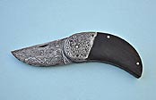 Damascus Clasp Pocket Knife Left View Open