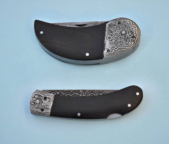 Damascus Pocket Knives with Lock Back and Clasp