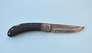 Damascus Lock Back Pocket Knife Right View Open