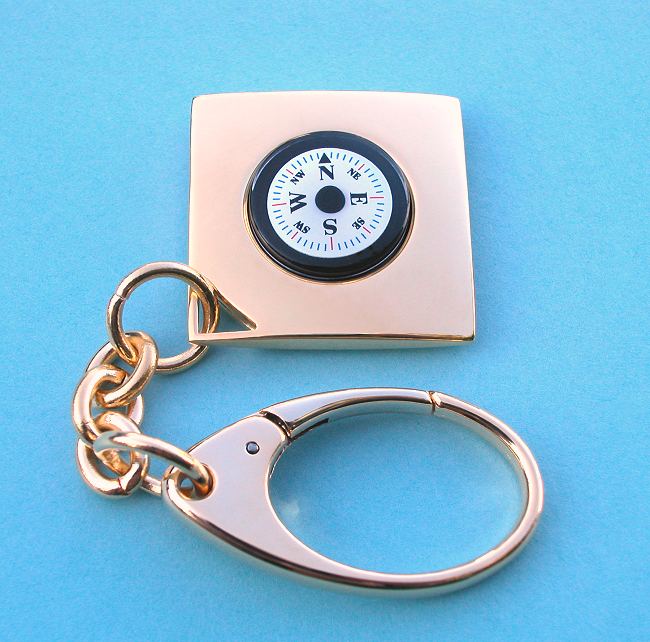 Gold Plated Key Chain Compass