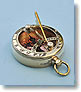Polished Brass Pocket Sundial Compass with Copper Compass Rose