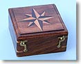 Hardwood case with Hand Inlaid Compass Rose