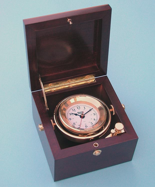 Weems and Plath Solid Brass Boxed Clock with Quartz Movement