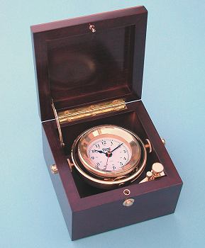 Weems and Plath Gimbaled Solid Brass Boxed Clock with Quartz Movement